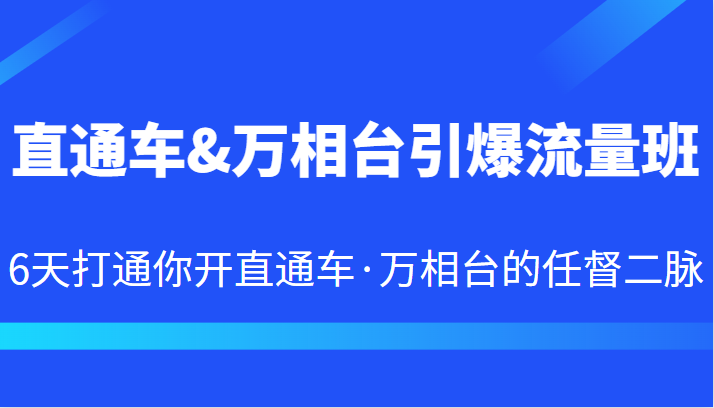 直通车&万相台引爆流量班 6天打通你开直通车·万相台的任督二脉网赚项目-副业赚钱-互联网创业-资源整合华本网创