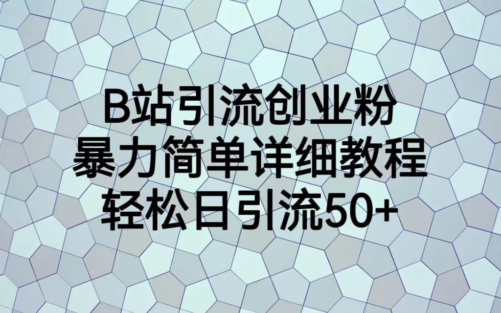 （6639期）B站引流创业粉，暴力简单详细教程，轻松日引流50+网赚项目-副业赚钱-互联网创业-资源整合华本网创