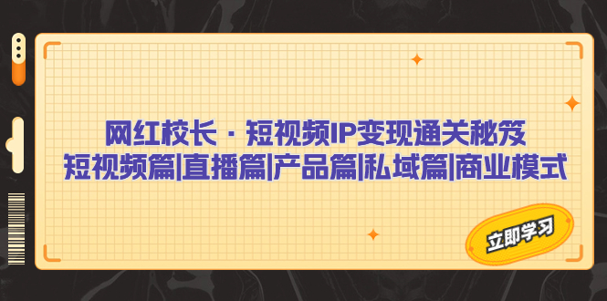 （7129期）网红校长·短视频IP变现通关秘笈：短视频篇+直播篇+产品篇+私域篇+商业模式网赚项目-副业赚钱-互联网创业-资源整合华本网创