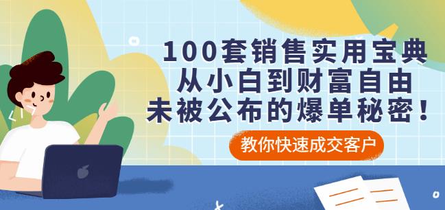 100套销售实用宝典：从小白到财富自由，未被公布的爆单秘密！网赚项目-副业赚钱-互联网创业-资源整合华本网创