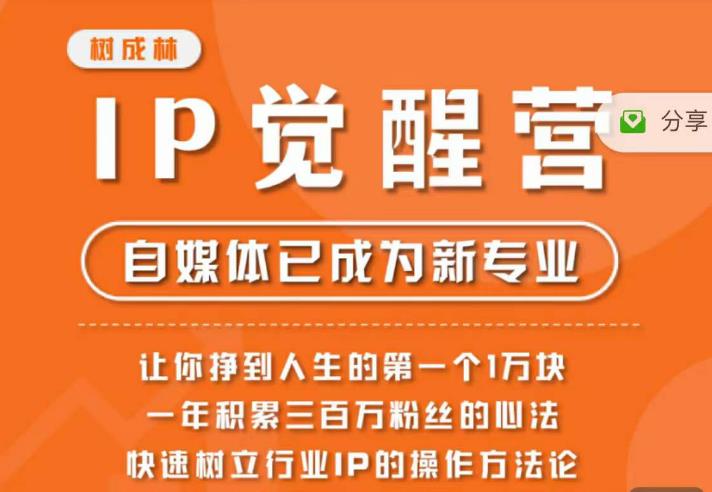 树成林·IP觉醒营，快速树立行业IP的操作方法论，让你赚到人生的第一个1万块网赚项目-副业赚钱-互联网创业-资源整合华本网创