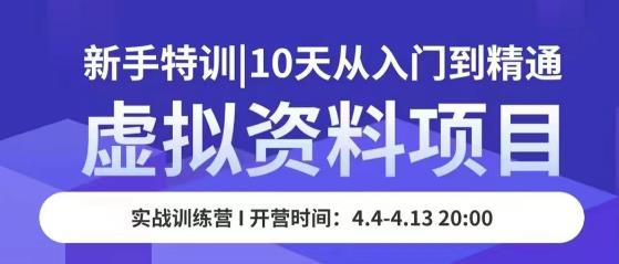 虚拟资料项目新手特训，10天从入门到精通，保姆级实操教学网赚项目-副业赚钱-互联网创业-资源整合华本网创