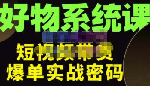 大嘴·好物短视频带货解析，学完你将懂的短视频带货底层逻辑，做出能表现的短视频网赚项目-副业赚钱-互联网创业-资源整合华本网创