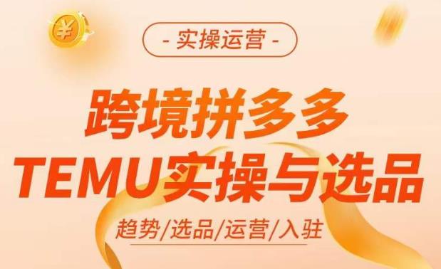 跨境拼多多TEMU实操与选品，​掌握平台运营方法技巧，选品避坑12条标准，爆款的底层思路等网赚项目-副业赚钱-互联网创业-资源整合华本网创