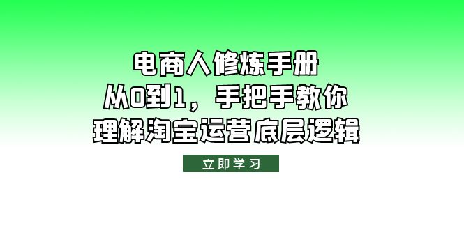 （6111期）电商人修炼·手册，从0到1，手把手教你理解淘宝运营底层逻辑网赚项目-副业赚钱-互联网创业-资源整合华本网创