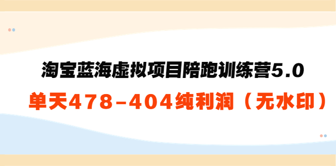 淘宝蓝海虚拟项目陪跑训练营5.0：单天478纯利润网赚项目-副业赚钱-互联网创业-资源整合华本网创