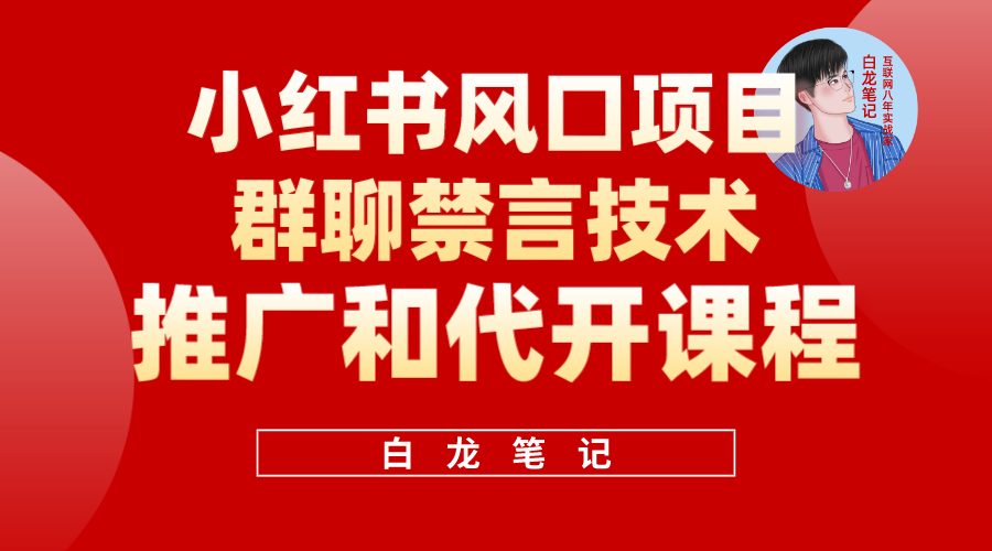 （5973期）小红书风口项目日入300+，小红书群聊禁言技术代开项目，适合新手操作