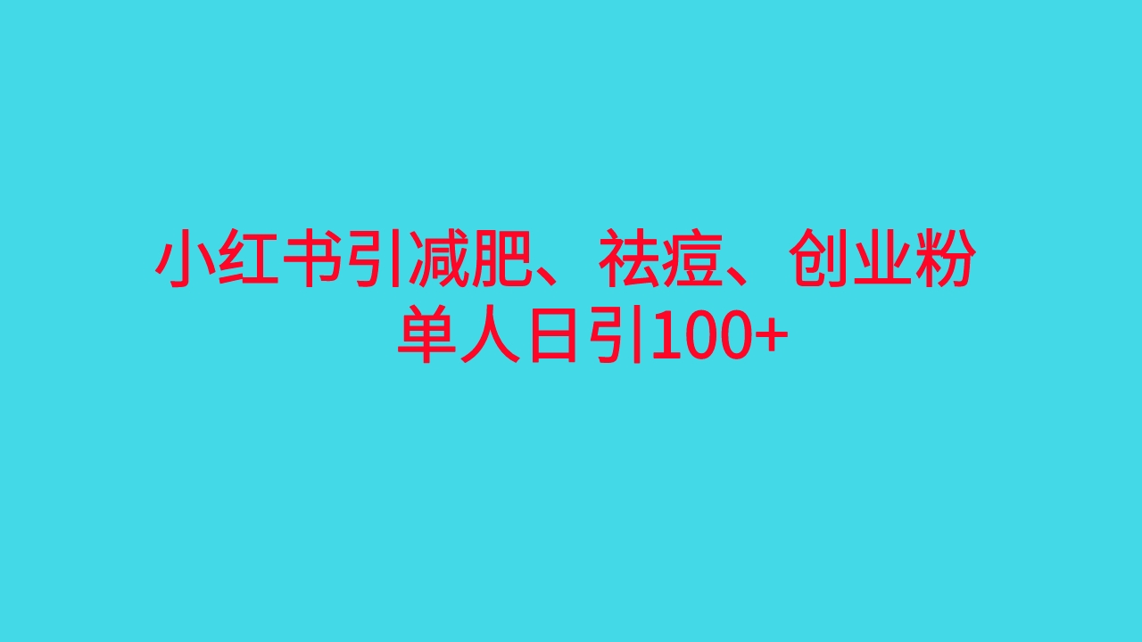 （6799期）小红书精准引流，减肥、祛痘、创业粉单人日引100+（附软件）网赚项目-副业赚钱-互联网创业-资源整合华本网创