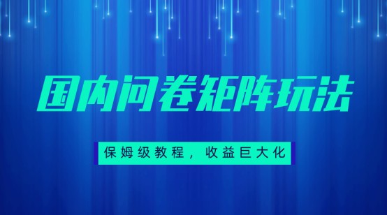 保姆级教程，国内问卷矩阵玩法，轻松赚收益网赚项目-副业赚钱-互联网创业-资源整合华本网创