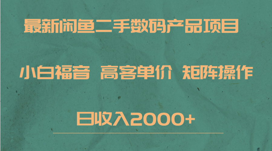 最新闲鱼二手数码赛道，小白福音，高客单价，矩阵操作，日收入2000+网赚项目-副业赚钱-互联网创业-资源整合华本网创