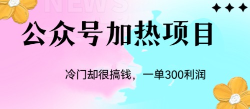 （6916期）冷门公众号加热项目，一单利润300+网赚项目-副业赚钱-互联网创业-资源整合华本网创