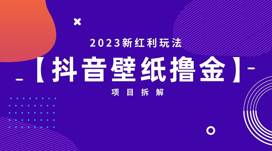 [抖音快手]2023新红利玩法，抖音壁纸撸金项目拆解网赚项目-副业赚钱-互联网创业-资源整合华本网创