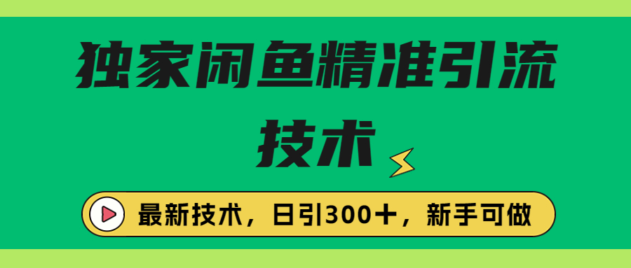 （6635期）独家闲鱼引流技术，日引300＋实战玩法网赚项目-副业赚钱-互联网创业-资源整合华本网创