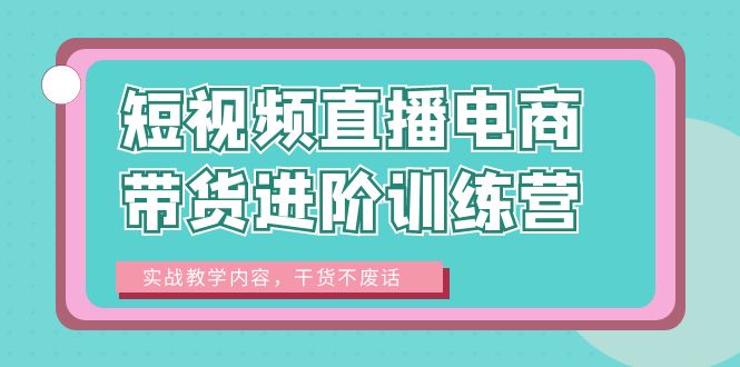 （6401期）短视频直播电商带货进阶训练营：实战教学内容，干货不废话！网赚项目-副业赚钱-互联网创业-资源整合华本网创