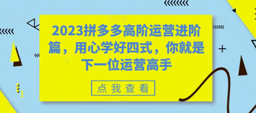 2023拼多多高阶运营进阶篇，用心学好四式，你就是下一位运营高手网赚项目-副业赚钱-互联网创业-资源整合华本网创