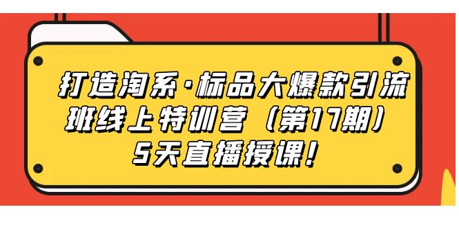 （7226期）打造淘系·标品大爆款引流班线上特训营（第17期）5天直播授课！网赚项目-副业赚钱-互联网创业-资源整合华本网创