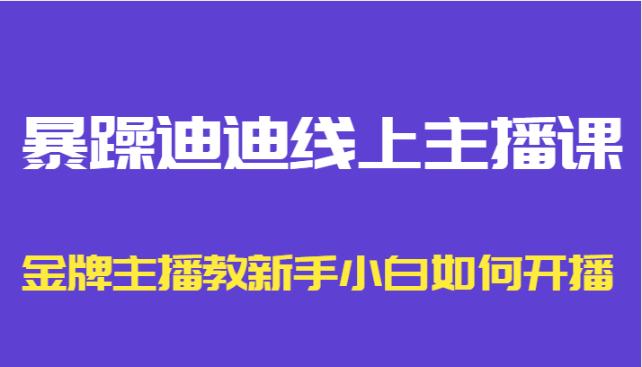 暴躁迪迪线上主播课，金牌主播教新手小白如何开播网赚项目-副业赚钱-互联网创业-资源整合华本网创