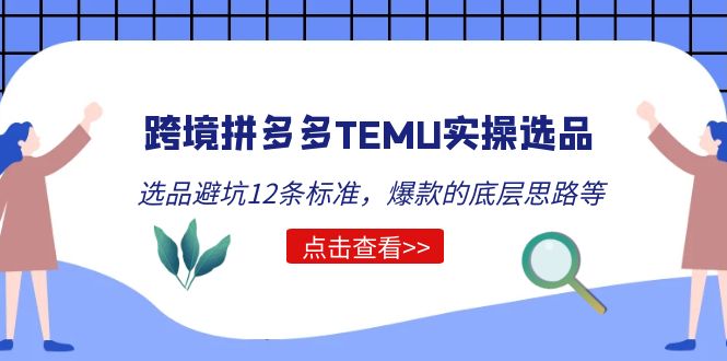 （5402期）跨境拼多多TEMU实操选品运营方法，选品避坑12条标准，爆款的底层思路等网赚项目-副业赚钱-互联网创业-资源整合华本网创