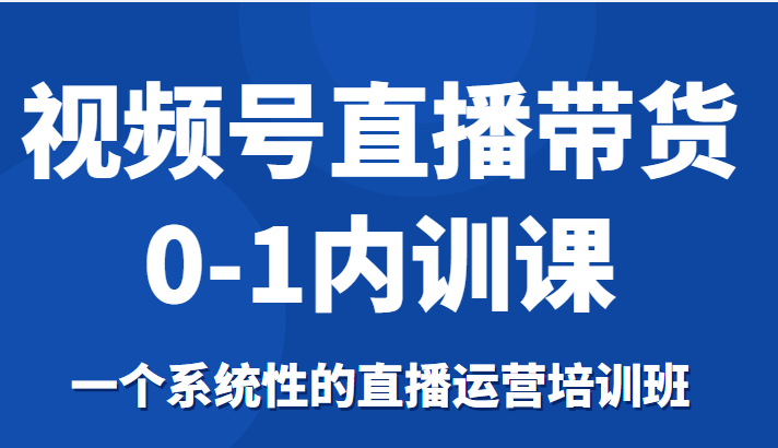 视频号直播带货0-1内训课，一个系统性的直播运营培训班网赚项目-副业赚钱-互联网创业-资源整合华本网创