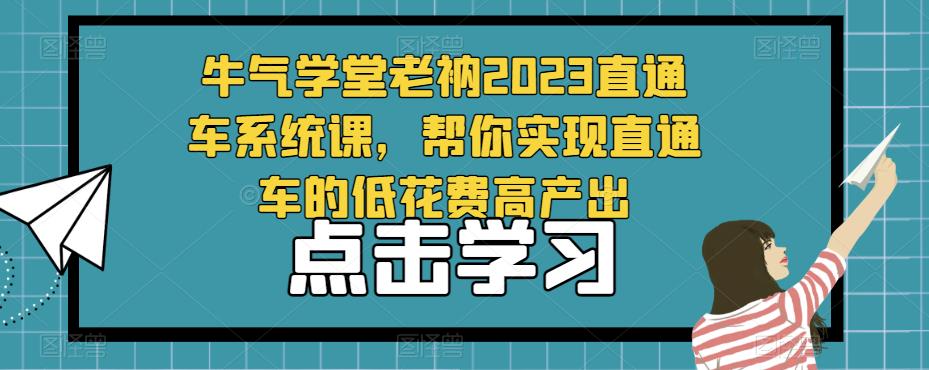 牛气学堂老衲2023直通车系统课，帮你实现直通车的低花费高产出网赚项目-副业赚钱-互联网创业-资源整合华本网创