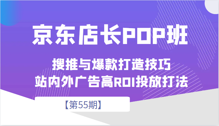 京东店长POP班【第55期】，京东搜推与爆款打造技巧，站内外广告高ROI投放打法网赚项目-副业赚钱-互联网创业-资源整合华本网创