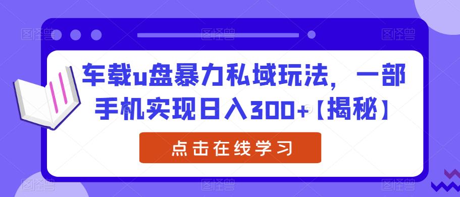 车载u盘暴力私域玩法，一部手机实现日入300+【揭秘】网赚项目-副业赚钱-互联网创业-资源整合华本网创