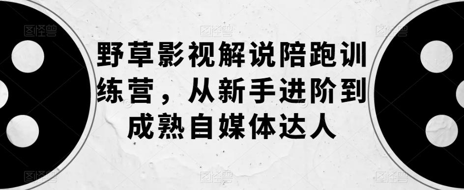 野草影视解说陪跑训练营，从新手进阶到成熟自媒体达人网赚项目-副业赚钱-互联网创业-资源整合华本网创