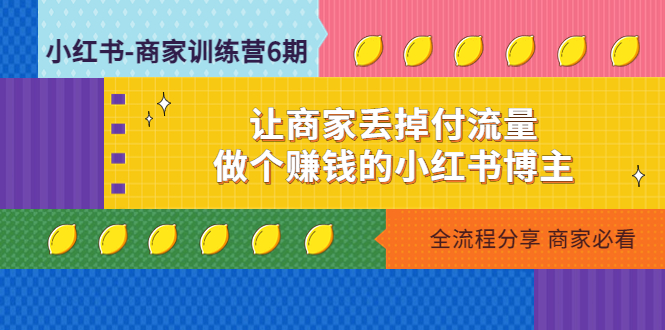 （4782期）小红书-商家训练营12期：让商家丢掉付流量，做个赚钱的小红书博主网赚项目-副业赚钱-互联网创业-资源整合华本网创