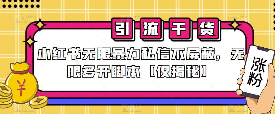 小红书无限暴力私信不屏蔽，无限多开脚本【仅揭秘】网赚项目-副业赚钱-互联网创业-资源整合华本网创