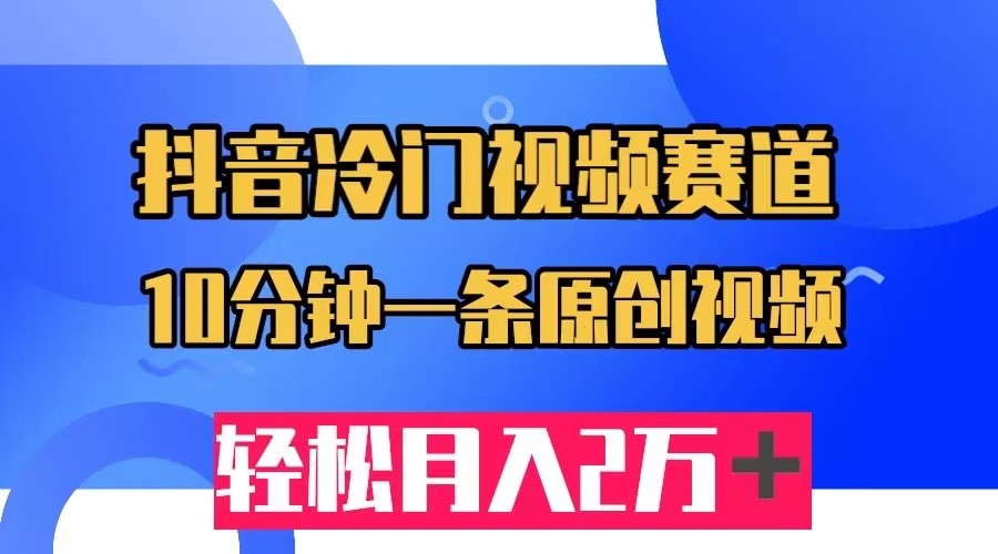 抖音冷门视频赛道，10分钟一条视频，轻松月入2W＋网赚项目-副业赚钱-互联网创业-资源整合华本网创