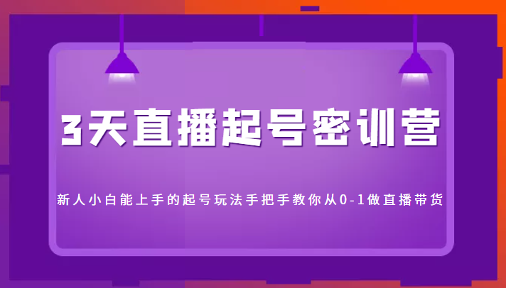 3天直播起号密训营，新人小白能上手的起号玩法，手把手教你从0-1做直播带货网赚项目-副业赚钱-互联网创业-资源整合华本网创