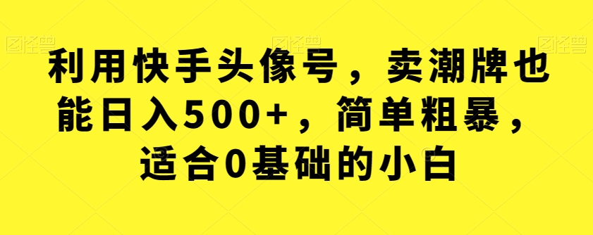 利用快手头像号，卖潮牌也能日入500+，简单粗暴，适合0基础的小白【揭秘】网赚项目-副业赚钱-互联网创业-资源整合华本网创