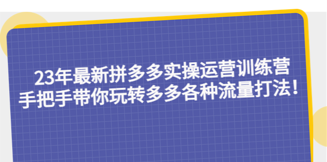 （5435期）23年最新拼多多实操运营训练营：手把手带你玩转多多各种流量打法！网赚项目-副业赚钱-互联网创业-资源整合华本网创